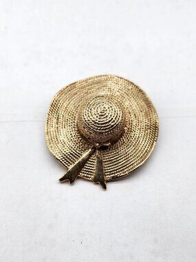 Vintage Straw Sun Hat style Scarf Clip